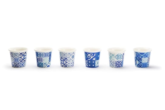 Excelsa Maiolica Blu Zestaw 6 Szklanek Kawa Porcelana 90 Ml - Zestaw 6 Kieliszków Do Kawy "Maiolica Blue" Z Porcelany, Inspirowany Morzem Śródziemnym, Idealny Na Każdy Gust Inna marka
