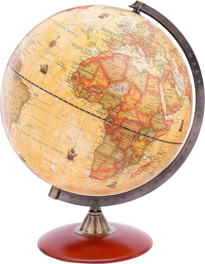 Exerz 30 cm Antyczny Globus z Drewnianą Podstawą - Mapa Angielska NIKCORP