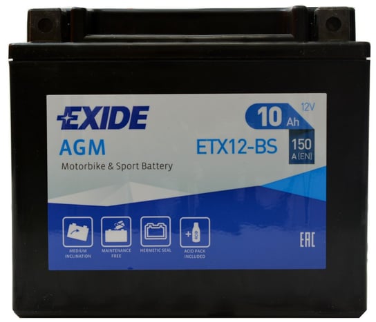 Exide Etx12-Bs 12V 10Ah 150A Ytx12-Bs Agm Akumulator Motocyklowy Exide