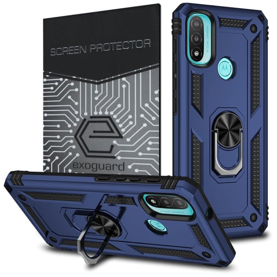 Exoguard Armor + Szkło - Motorola Moto E20 - Pancerne Case Obudowa Futerał Ring EXOGUARD