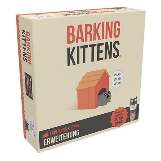 Exploding Kittens, Exploding Kittens Barking Kittens, rozszerzenie, gra imprezowa, gra karciana, dla 2-5 graczy, od 7+ lat, 15+ minut, niemiecki ASMODEE