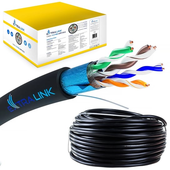 Extralink CAT5E FTP (F/UTP) V2 Zewnętrzny | Kabel sieciowy skrętka | 100M Extralink