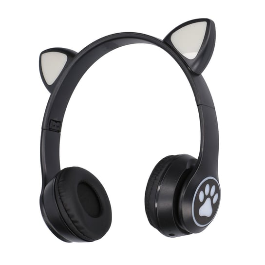 Extralink Kids Cat-Ear Wireless Headphones Czarne Słuchawki Bezprzewodowe, Dla Dzieci, Kocie Uszy, Bluetooth 5.0, Oświetlenie Rgb Extralink