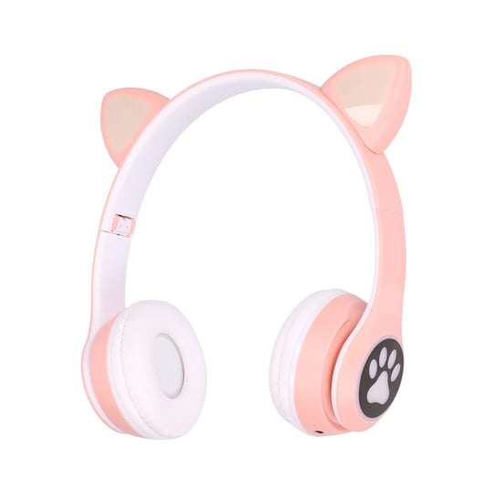 Extralink Kids Cat-Ear Wireless Headphones Różowe Słuchawki Bezprzewodowe, Dla Dzieci, Kocie Uszy, Bluetooth 5.0, Oświetlenie Rgb Extralink