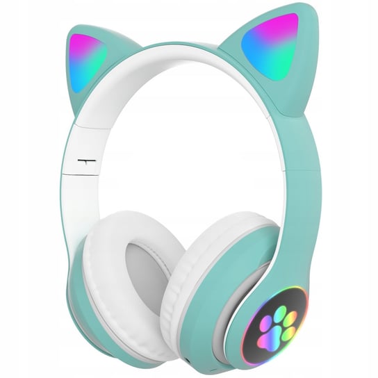 Extralink Kids Cat-Ear Wireless Headphones Zielone Słuchawki Bezprzewodowe, Dla Dzieci, Kocie Uszy, Bluetooth 5.0, Oświetlenie Rgb Extralink