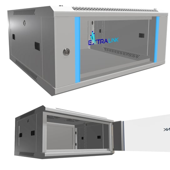 Extralink Szafka Rack 4U 600x600 mm Szara z Przeszklonymi Drzwiami – Wisząca, Do Serwerów i Sprzętu Sieciowego Extralink