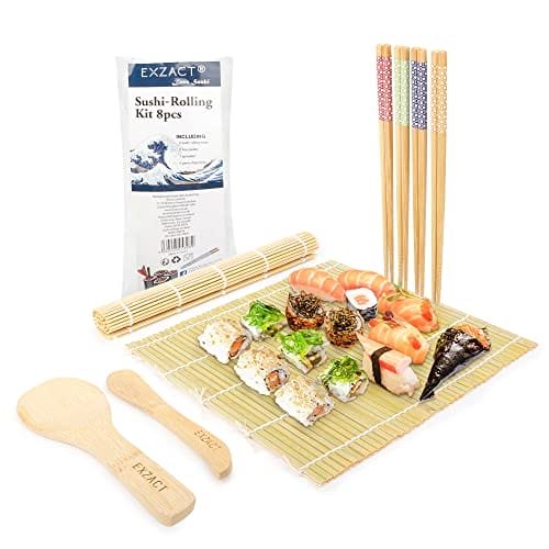 Exzact Sushi Rolling Kit 8Pcs - 2 X Sushi, Premium Bamboo, Homemade, Gift Idea Inna marka