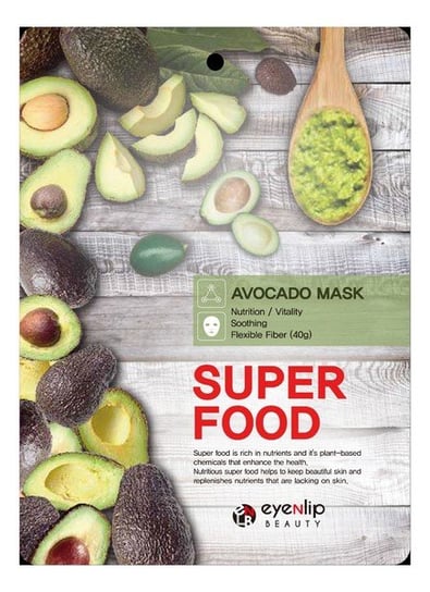 Eyenlip Super Food Maseczka w Płachcie Odżywiajaco - Łagodząca Avocado 23g Eyenlip