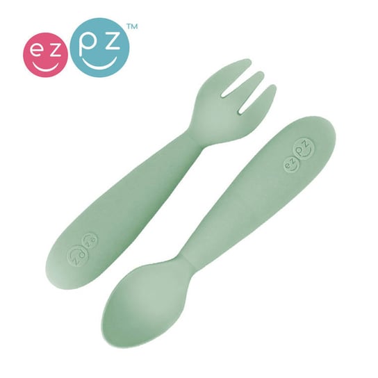 EZPZ Komplet silikonowych sztućców Mini Utensils pastelowa zieleń EZPZ