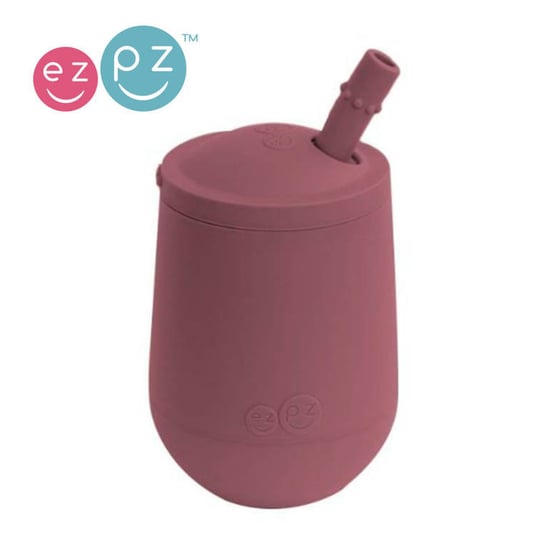 EZPZ Silikonowy kubeczek ze słomką Mini Cup + Straw Training System 120 ml Mauve EZPZ