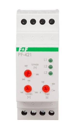 F&F PF-421-TRMS Automatyczny przełącznik faz z regulowanym dolnym i górnym progiem napięciowym F&F