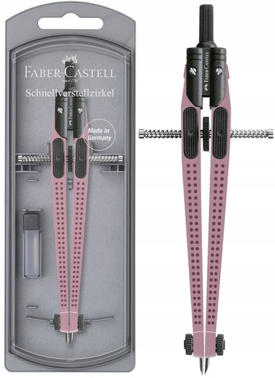 Faber-Castell Cyrkiel W Etui Grip + Rysiki Rose Faber-Castell