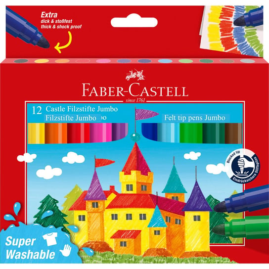 FABER-CASTELL, Flamastry Jumbo Faber-Castell Zamek 12 Kolorów Faber-Castell