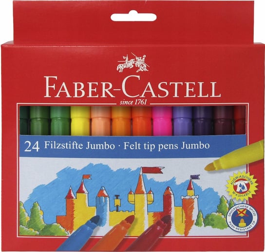 Faber-Castell Flamastry Pisaki Zamek Jumbo 24 Kol Faber-Castell