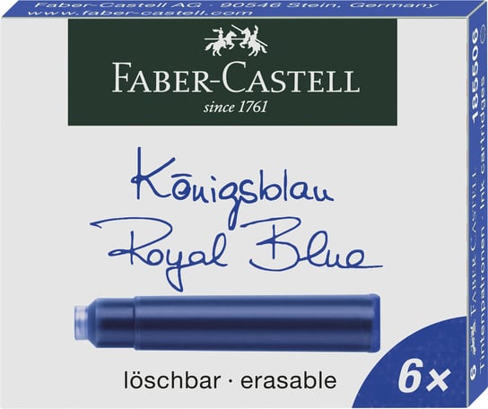 Faber-Castell, Naboje atramentowe krótke niebieskie 6 sztuk Faber-Castell