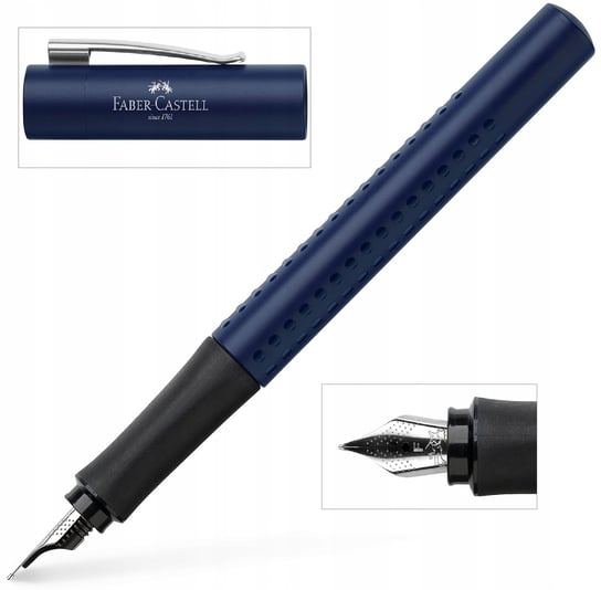 FABER-CASTELL Pióro wieczne szkolne na naboje Grip GRANATOWE stalówka F Faber-Castell