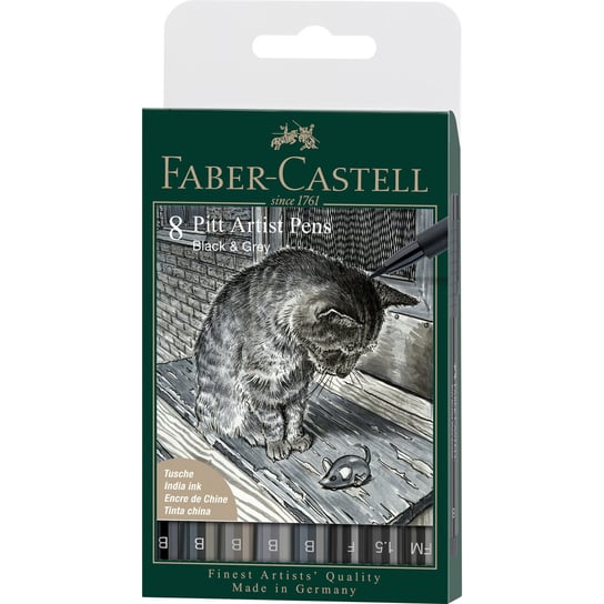 Faber-Castell, Pitt Artist Pen B GREY&BLACK etui 8 szt. Faber-Castell