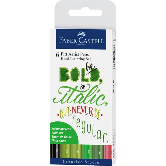 Faber Castell, Pitt Artist Pen Hand Lettering, odcienie zielone, 6 szt. Faber-Castell