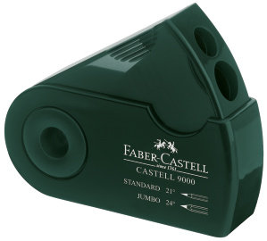 Faber-Castell, Temperówka podwójna z pojemnikiem, zielona Faber-Castell