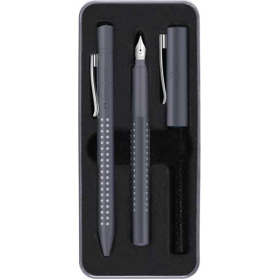 Faber-Castell, Zestaw prezentowy Grip z piórem wiecznym i długopisem, szary Faber-Castell