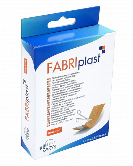 Fabriplast, Plaster tkaninowy z opatrunkiem, 8cmx1m, 1szt. FABRIplast