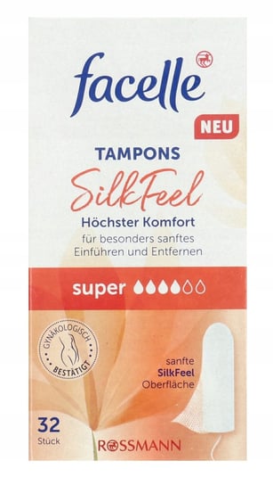 FACELLE Silk Feel Tampony higieniczne, SUPER 32 szt. wegańskie Facelle
