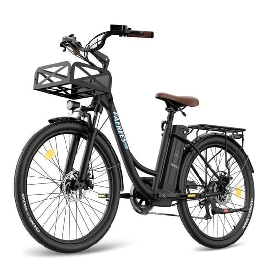 Fafrees F26 Lasting ebike 26 cali, 36 V 20,3 Ah, 250 W 25 km/h, miejski rower elektryczny, zasięg 80-200 km, obciążenie 120 kg, czarny Fafrees