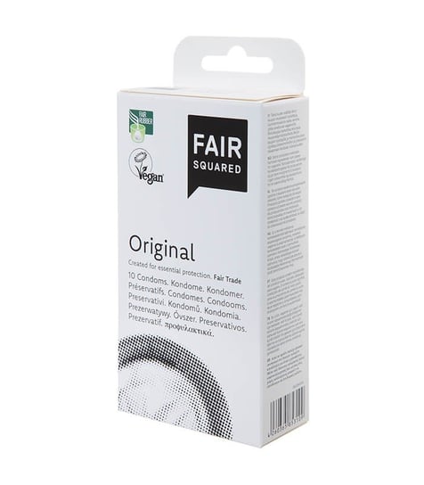 Fair Squared, Prezerwatywy ORIGINAL, przezroczyste, z naturalnego lateksu, nawilżane, certyfikowane FAIR RUBBER, 10szt Fair Squared