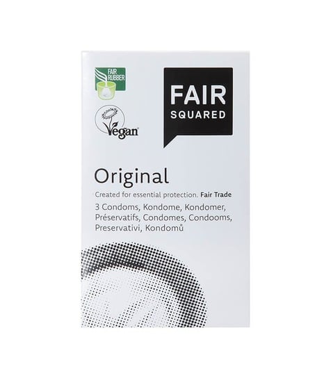Fair Squared, Prezerwatywy ORIGINAL, przezroczyste, z naturalnego lateksu, nawilżane, certyfikowane FAIR RUBBER, 3 szt Fair Squared
