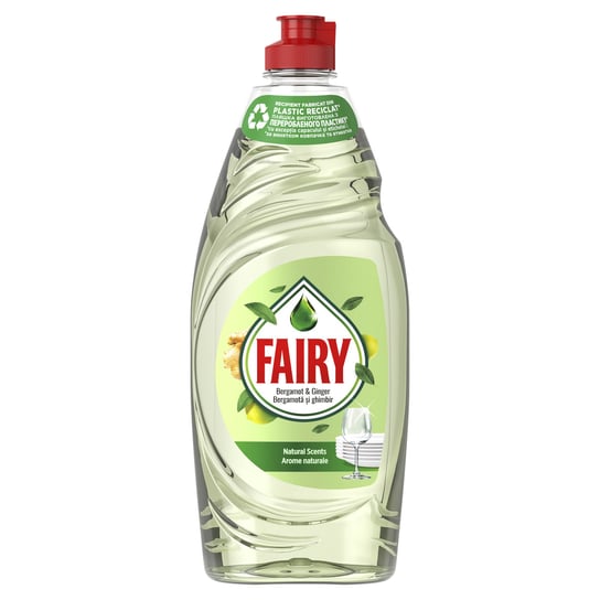 Fairy Naturals Płyn do mycia naczyń z naturalnym w 100% zapachem bergamotki i imbiru, 650 ml Fairy
