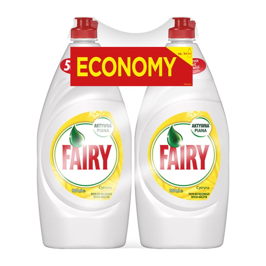 Fairy, płyn do mycia naczyń, cytrynowy, 900 ml, 2 szt. Fairy