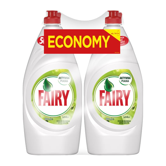 Fairy, płyn do mycia naczyń, jabłkowy, 900 ml, 2 szt. Fairy