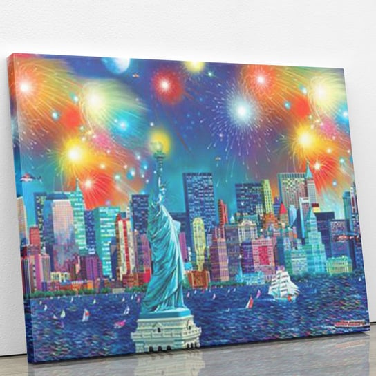 Fajerwerki w Nowym Jorku - Diamentowa mozaika, haft diamentowy 50 x 40 cm ArtOnly