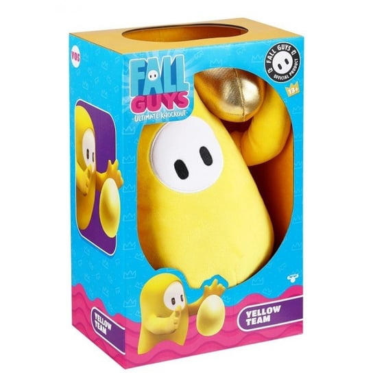 Fall Guys duża solidna maskotka pluszowa Yellow Team ze złotą piłką 30 cm oryginalna maskotka z gry dla fanów 13+ Moose Toys
