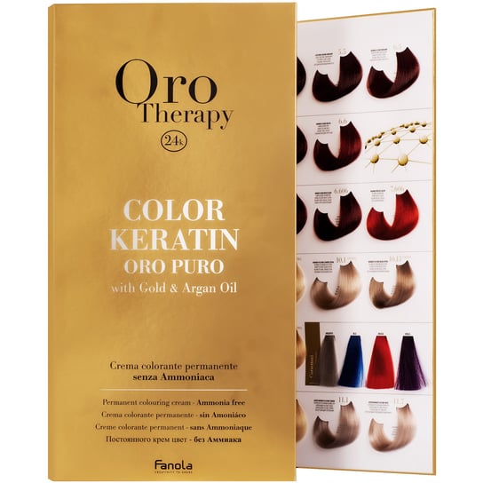 Fanola Oro Therapy Paleta kolorów wzornik farb do stosowania przed koloryzacją, zawiera wszystkie dostępne kolory Fanola