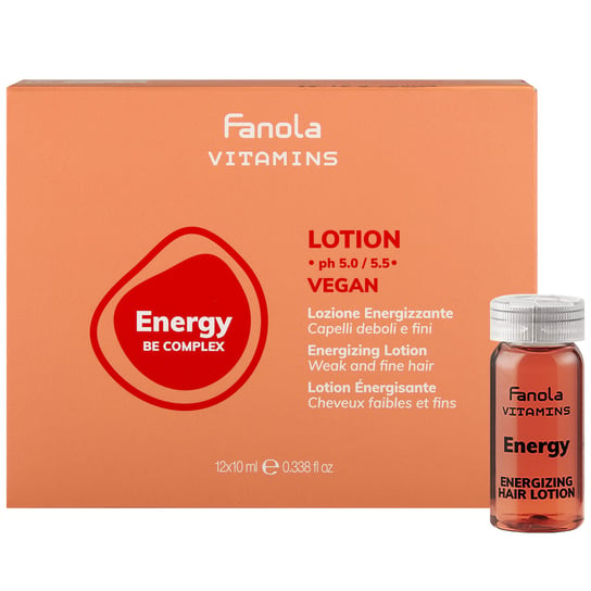 Fanola, Vitamins Energy, Lotion do włosów osłabionych, zapobiega wypadaniu włosów, zwieksza objętość u nasady, 12x10 ml Fanola