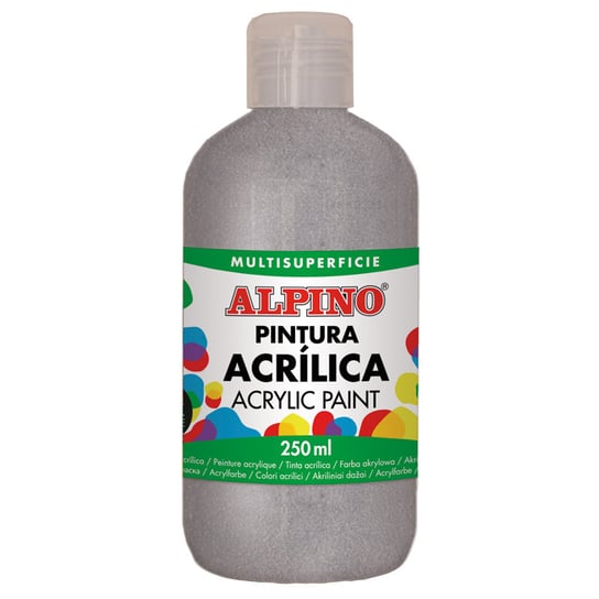 Farba akrylowa metaliczna w butelce srebrna ALPINO 250ml Alpino