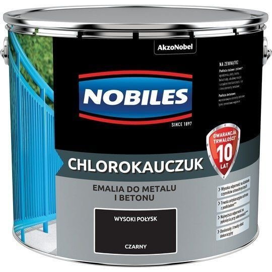 Farba Chlorokauczukowa Do Metalu I Betonu Czarny 10L Nobiles NOBILES