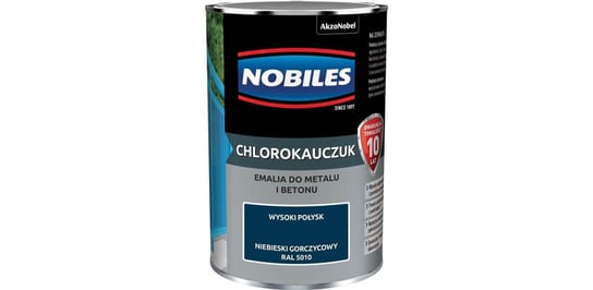 Farba Chlorokauczukowa Do Metalu I Betonu Niebieski Gorczycowy Ral 5010 0,9L Nobiles NOBILES