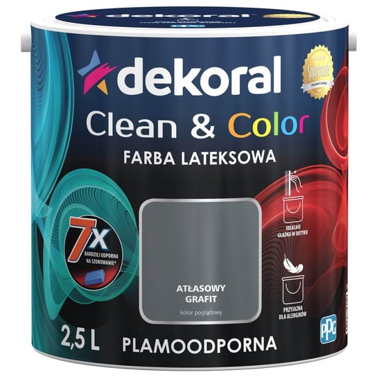 Farba Clean&Color Atłasowy Grafit 2,5L Dekoral dekoral