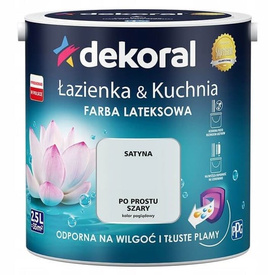 Farba Lateksowa Łazienka & Kuchnia Po Prostu Szary 2,5L Dekoral dekoral