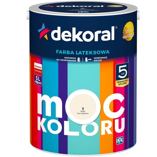 Farba Lateksowa Moc Koloru Ecru 5L Dekoral dekoral