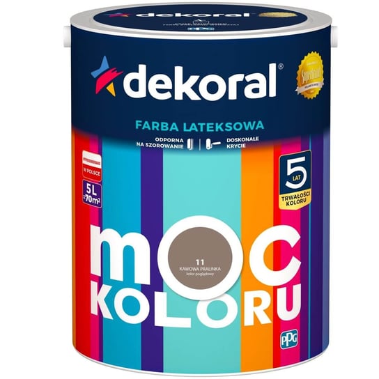 Farba Lateksowa Moc Koloru Kawowa Pralinka 5L Dekoral dekoral