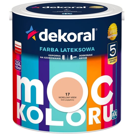 Farba Lateksowa Moc Koloru Morelowy Krem 5L Dekoral dekoral