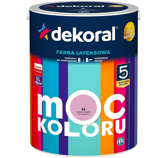Farba Lateksowa Moc Koloru Różany Kwarc 5L Dekoral dekoral