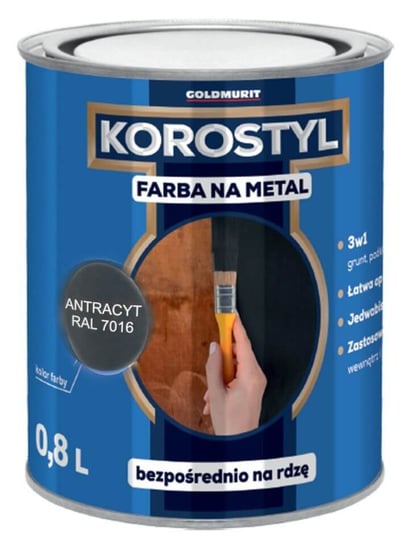 Farba Na Metal 3W1 Korostyl Antracyt Ral 7016 0,8L Goldmurit Goldmurit