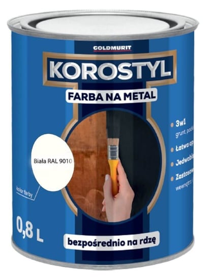 Farba Na Metal 3W1 Korostyl Biały Ral 9010 0,8L Goldmurit Goldmurit