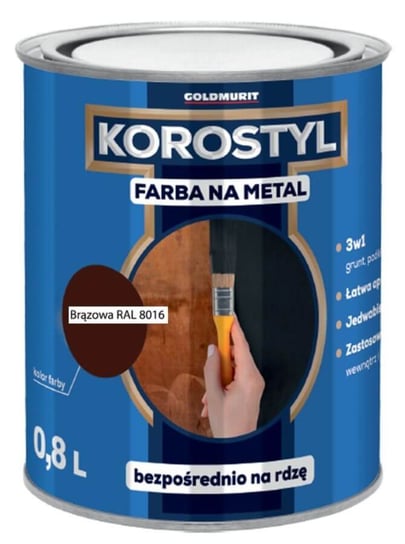 Farba Na Metal 3W1 Korostyl Brązowy Ral 8016 0,8L Goldmurit Goldmurit