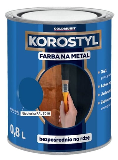 Farba Na Metal 3W1 Korostyl Niebieski Ral 5010 0,8L Goldmurit Goldmurit