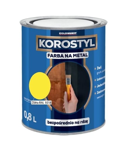 Farba Na Metal 3W1 Korostyl Żółty Ral 1018 0,8L Goldmurit Goldmurit